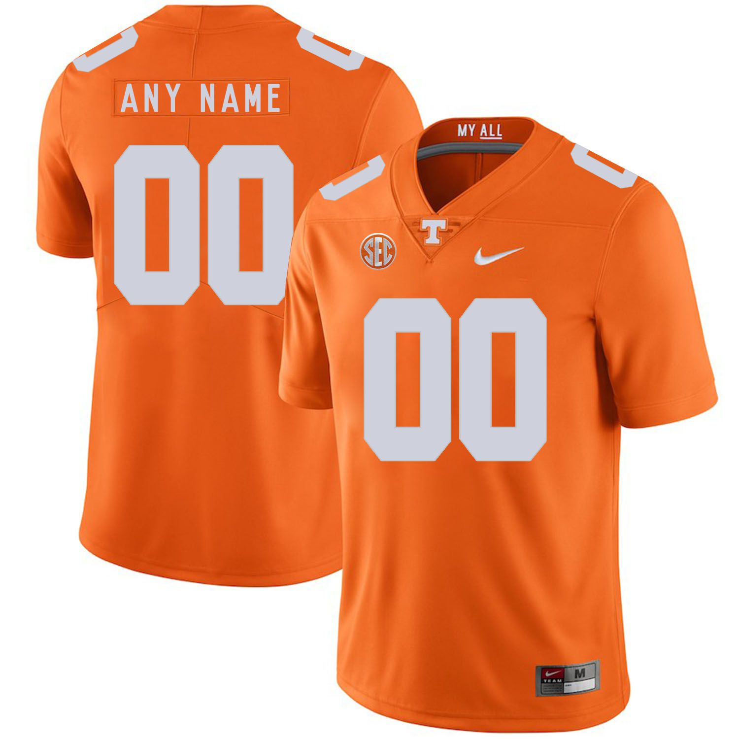 Men Tennessee Volunteers 00 Any name Orange Customized NCAA Jerseys